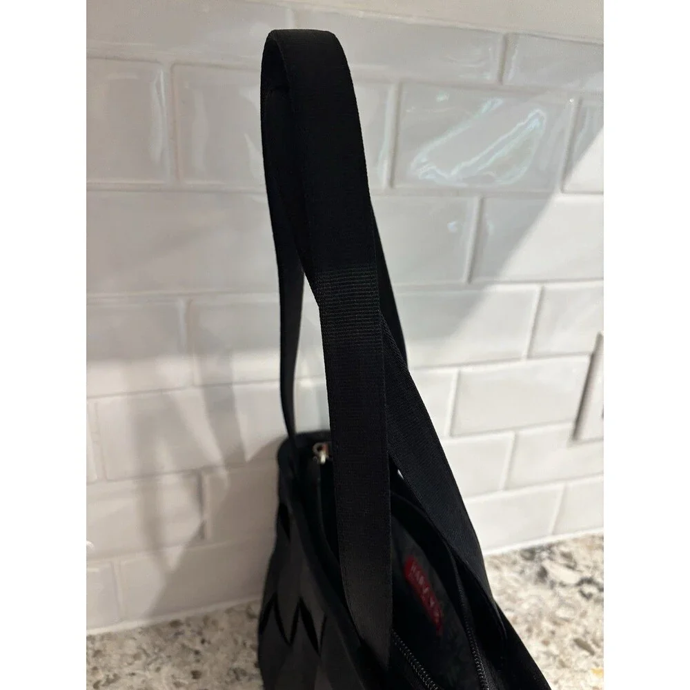 Harveys Seatbelt Handbag Black Shoulder Bag Purse Double Handle‎ Upcycle Y2K